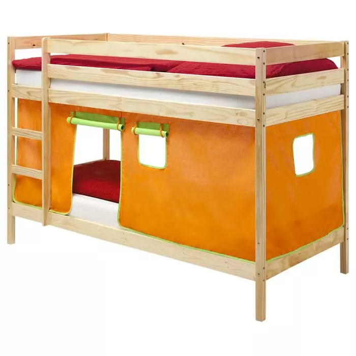 IDIMEX Etagenbett FELIX Natur Lackiert Mit Vorhang 1 IDIMEX Etagenbett FELIX Natur Lackiert Mit Vorhang