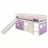 IDIMEX Hochbett Mit Rutsche BENNY Weiß, Vorhang Prinzessin