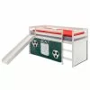 IDIMEX Hochbett Mit Rutsche BENNY Weiß, Vorhang Fußball