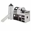 IDIMEX Hochbett Mit Rutsche BENNY Weiß, Vorhang, Turm U. Tunnel Pirat
