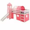 IDIMEX Hochbett Mit Rutsche BENNY, Vorhang Pink/rosa