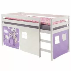 IDIMEX Hochbett ERIK In Weiss Mit Vorhang Prinzessin