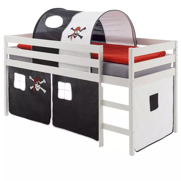 IDIMEX Hochbett ERIK Vorhang & Tunnel Pirat, Weiß 1 IDIMEX Hochbett ERIK Vorhang & Tunnel Pirat, Weiß