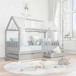 IDIMEX Hausbett NUNA In 90 X 200 Cm Aus Massiver Kiefer, Grau -Sideboards Verkäufe 71302 AC2