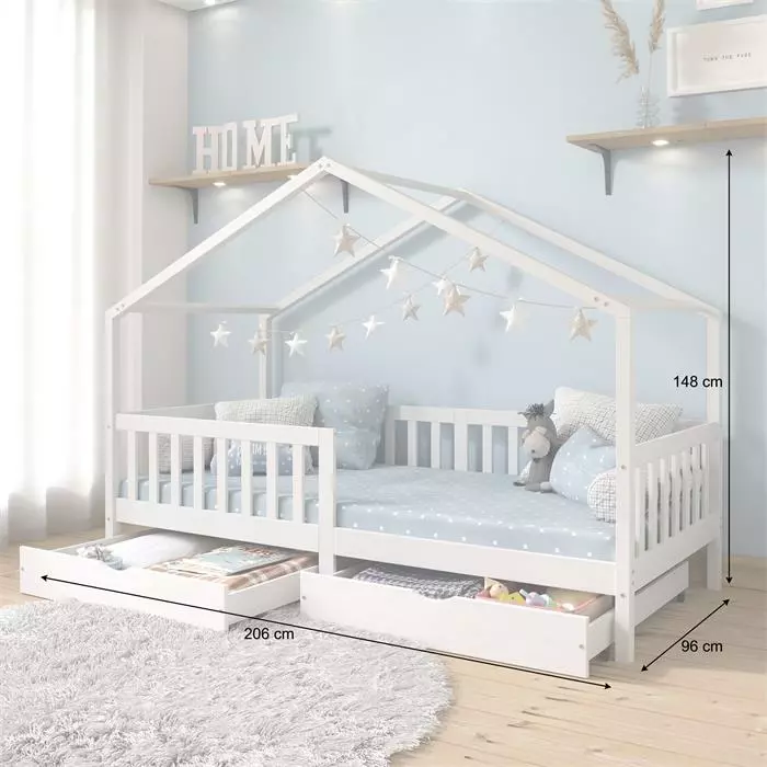 IDIMEX Hausbett ELEA In 90 X 200 Cm Aus Massiver Kiefer Mit Schubladen In Weiß 3 IDIMEX Hausbett ELEA In 90 X 200 Cm Aus Massiver Kiefer Mit Schubladen In Weiß – Bild 3