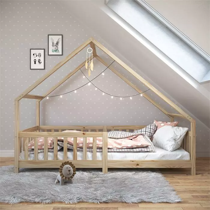 IDIMEX Hausbett CORA In 90 X 200 Cm Aus Massiver Kiefer Mit Rausfallschutz In Natur 2 IDIMEX Hausbett CORA In 90 X 200 Cm Aus Massiver Kiefer Mit Rausfallschutz In Natur – Bild 2