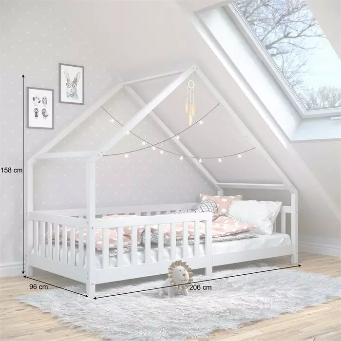 IDIMEX Hausbett CORA In 90 X 200 Cm Aus Massiver Kiefer Mit Rausfallschutz In Weiß 3 IDIMEX Hausbett CORA In 90 X 200 Cm Aus Massiver Kiefer Mit Rausfallschutz In Weiß – Bild 3