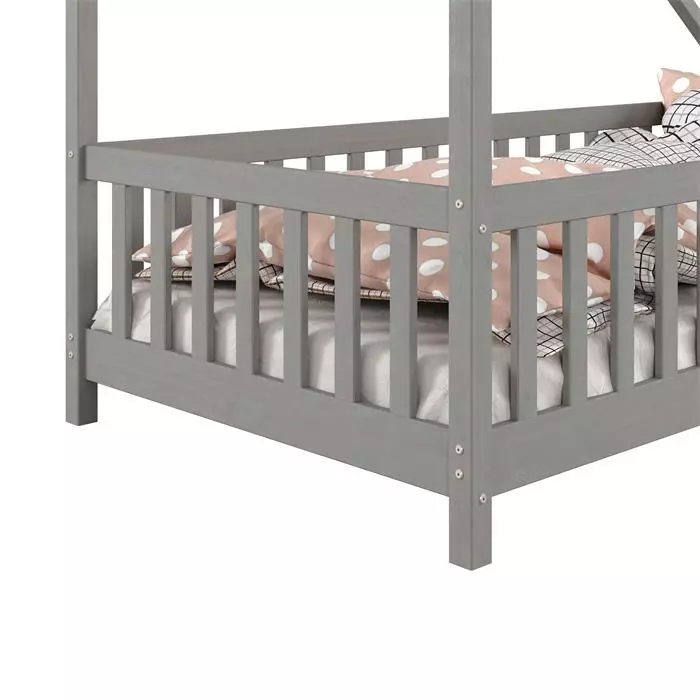 IDIMEX Hausbett CORA In 90 X 200 Cm Aus Massiver Kiefer Mit Rausfallschutz In Grau 5 IDIMEX Hausbett CORA In 90 X 200 Cm Aus Massiver Kiefer Mit Rausfallschutz In Grau – Bild 5