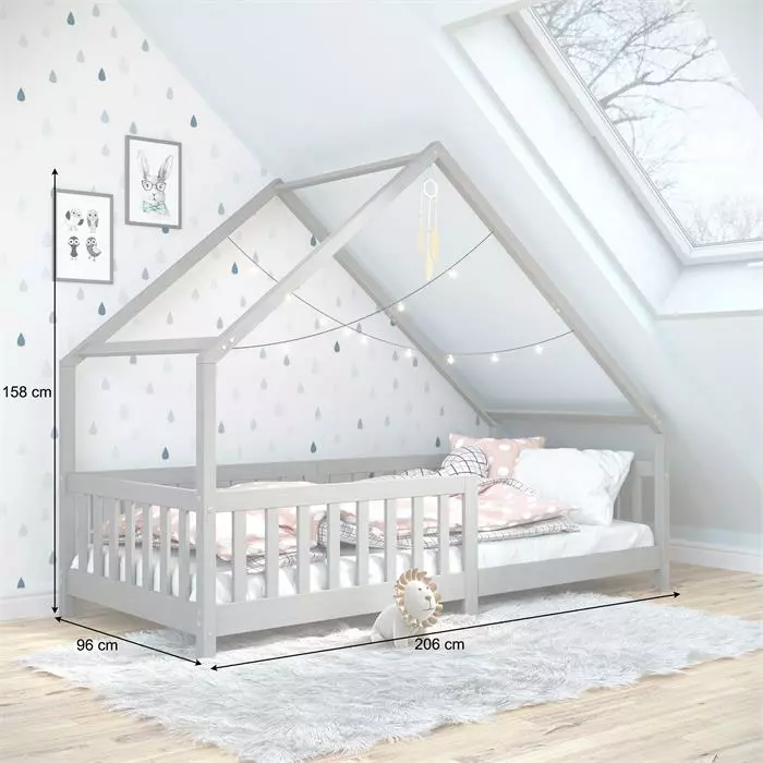 IDIMEX Hausbett CORA In 90 X 200 Cm Aus Massiver Kiefer Mit Rausfallschutz In Grau 3 IDIMEX Hausbett CORA In 90 X 200 Cm Aus Massiver Kiefer Mit Rausfallschutz In Grau – Bild 3