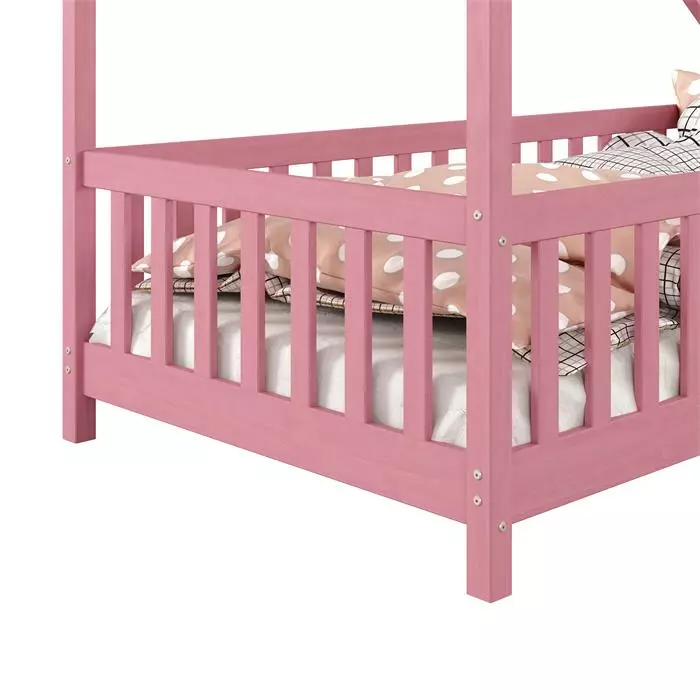 IDIMEX Hausbett CORA In 90 X 200 Cm Aus Massiver Kiefer Mit Rausfallschutz In Rosa 5 IDIMEX Hausbett CORA In 90 X 200 Cm Aus Massiver Kiefer Mit Rausfallschutz In Rosa – Bild 5