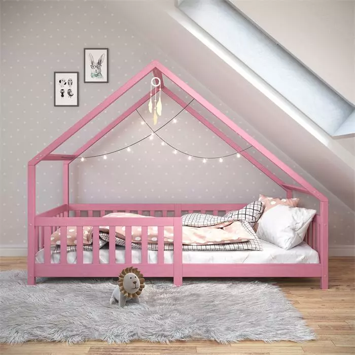 IDIMEX Hausbett CORA In 90 X 200 Cm Aus Massiver Kiefer Mit Rausfallschutz In Rosa 2 IDIMEX Hausbett CORA In 90 X 200 Cm Aus Massiver Kiefer Mit Rausfallschutz In Rosa – Bild 2