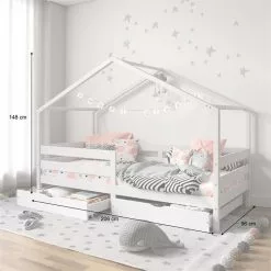 IDIMEX Hausbett ENA 90 X 200 Cm Mit Rausfallschutz Und Zwei Schubladen In Weiß -Sideboards Verkäufe 71381 AC2