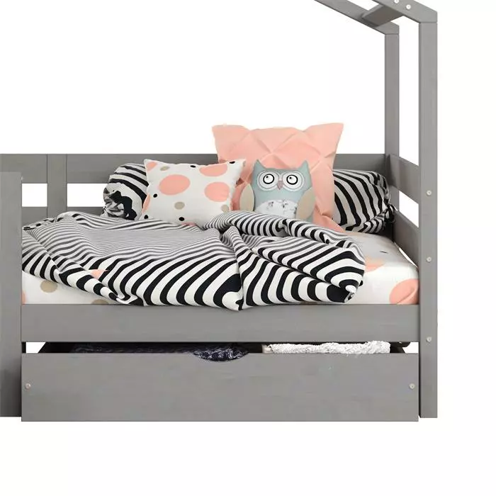 IDIMEX Hausbett ENA 90 X 200 Cm Mit Rausfallschutz Und Zwei Schubladen In Grau 6 IDIMEX Hausbett ENA 90 X 200 Cm Mit Rausfallschutz Und Zwei Schubladen In Grau – Bild 6