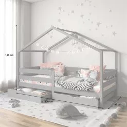 IDIMEX Hausbett ENA 90 X 200 Cm Mit Rausfallschutz Und Zwei Schubladen In Grau 8 IDIMEX Hausbett ENA 90 X 200 Cm Mit Rausfallschutz Und Zwei Schubladen In Grau -Sideboards Verkäufe 71382 AC2