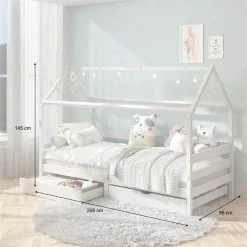 IDIMEX Hausbett CLIA In 90 X 200 Cm Aus Massiver Kiefer Mit 2 Schubladen In Weiß 8 IDIMEX Hausbett CLIA In 90 X 200 Cm Aus Massiver Kiefer Mit 2 Schubladen In Weiß -Sideboards Verkäufe 71391 AC2