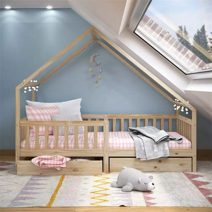 IDIMEX Hausbett ALVA In 90 X 200 Cm Aus Massiver Kiefer Mit Schubladen In Natur 2 IDIMEX Hausbett ALVA In 90 X 200 Cm Aus Massiver Kiefer Mit Schubladen In Natur – Bild 2