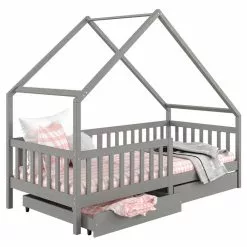 IDIMEX Hausbett ALVA In 90 X 200 Cm Aus Massiver Kiefer Mit Schubladen In Grau