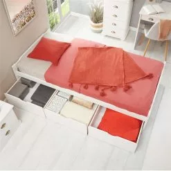 IDIMEX Bett Mit Stauraum MIA 90x190 Cm, Kiefer Weiß -Sideboards Verkäufe 7143 AC4