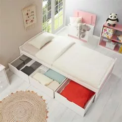 IDIMEX Bett Mit Stauraum MIA 90x200 Cm, Kiefer In Weiß/rosa -Sideboards Verkäufe 7144 AC3