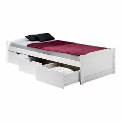 IDIMEX Bett Mit Stauraum MIA 90x200 Cm, Kiefer In Weiß