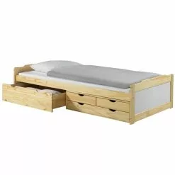 IDIMEX Bett Mit Stauraum ANDREA 90 X200 Cm Aus Kiefer In Weiss/natur