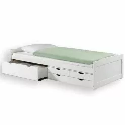 IDIMEX Bett Mit Stauraum ANDREA 90 X200 Cm Aus Kiefer In Weiss