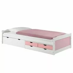 IDIMEX Bett Mit Stauraum ANDREA 90 X200 Cm Aus Kiefer In Weiss/rosa