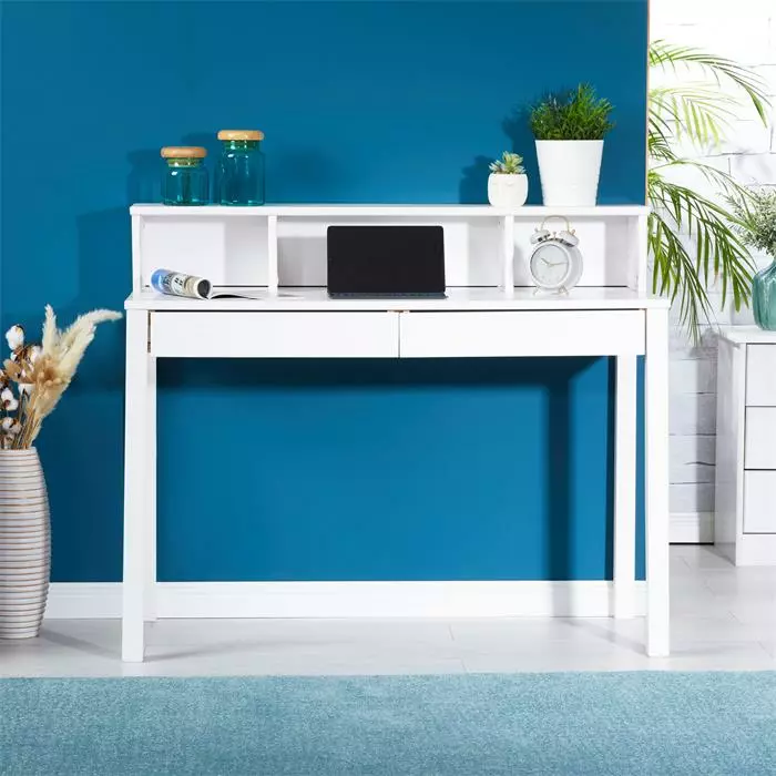 IDIMEX Sekretär LENNOX Mit 3 Nischen Und 2 Schubladen In Weiß 2 IDIMEX Sekretär LENNOX Mit 3 Nischen Und 2 Schubladen In Weiß – Bild 2