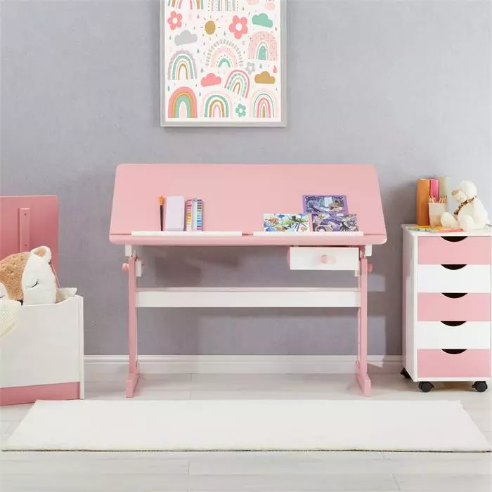 IDIMEX Kinderschreibtisch FLEXI Höhenverstellbar In Weiß/rosa 2 IDIMEX Kinderschreibtisch FLEXI Höhenverstellbar In Weiß/rosa – Bild 2