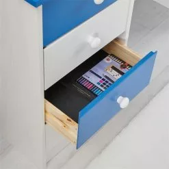 IDIMEX Schreibtisch ARNE Mit 4 Schubladen In Weiß/blau -Sideboards Verkäufe 7238 AC5