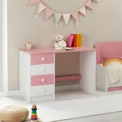 IDIMEX Schreibtisch ARNE Mit 4 Schubladen In Weiß/rosa -Sideboards Verkäufe 7241 AC0