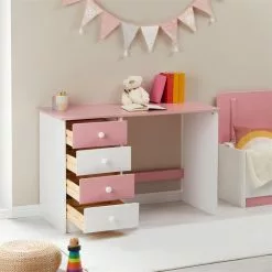 IDIMEX Schreibtisch ARNE Mit 4 Schubladen In Weiß/rosa -Sideboards Verkäufe 7241 AC2