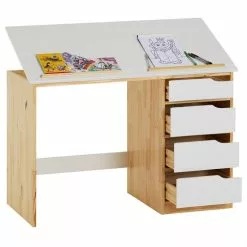 IDIMEX Kinderschreibtisch EMMA Aus Kiefer Massiv In Natur/weiß, Neigungsverstellbar -Sideboards Verkäufe 7242 2