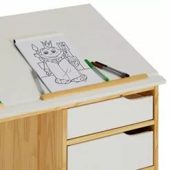 IDIMEX Kinderschreibtisch EMMA Aus Kiefer Massiv In Natur/weiß, Neigungsverstellbar -Sideboards Verkäufe 7242 3
