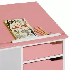 IDIMEX Kinderschreibtisch EMMA Aus Kiefer Massiv In Weiß/rosa, Neigungsverstellbar -Sideboards Verkäufe 7243 3