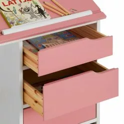 IDIMEX Kinderschreibtisch EMMA Aus Kiefer Massiv In Weiß/rosa, Neigungsverstellbar -Sideboards Verkäufe 7243 4