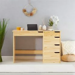 IDIMEX Schreibtisch HUGO In Kiefer Massiv In Natur Mit 5 Schubladen -Sideboards Verkäufe 7268 AC1