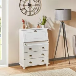 IDIMEX Sekretär GOMES Mit 3 Schubladen Und 2 Fächer Aus Kiefer Weiß -Sideboards Verkäufe 7270 AC2