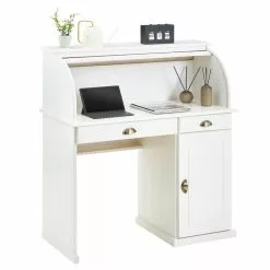 IDIMEX Sekretär TOM Mit 2 Schubladen, Rollladen Und 1 Tür Aus Massiver Kiefer In Weiß