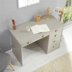 IDIMEX Schreibtisch LANA Aus Kiefer In Grau Mit 5 Schubladen Und Muschelgriffen -Sideboards Verkäufe 7280 AC3