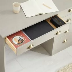 IDIMEX Schreibtisch LANA Aus Kiefer In Grau Mit 5 Schubladen Und Muschelgriffen -Sideboards Verkäufe 7280 AC4