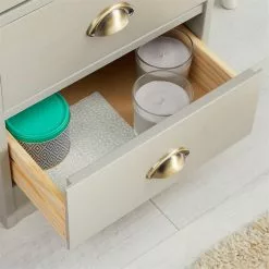 IDIMEX Schreibtisch LANA Aus Kiefer In Grau Mit 5 Schubladen Und Muschelgriffen -Sideboards Verkäufe 7280 AC5