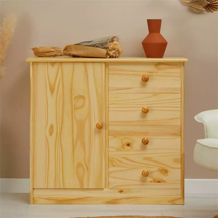 IDIMEX Kommode RONDO Mit 4 Schubladen, Kiefer In Natur 2 IDIMEX Kommode RONDO Mit 4 Schubladen, Kiefer In Natur – Bild 2