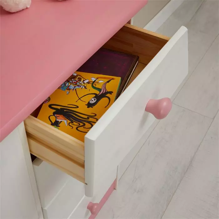 IDIMEX Kommode RONDO Mit 4 Schubladen, Kiefer In Weiß/rosa 4 IDIMEX Kommode RONDO Mit 4 Schubladen, Kiefer In Weiß/rosa – Bild 4