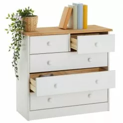 IDIMEX Kommode RONDO Mit 5 Schubladen In Weiß/braun -Sideboards Verkäufe 8010 2