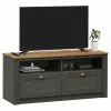 IDIMEX TV Lowboard BOLTON Mit 2 Schubladen, Kiefer In Anthrazit/braun