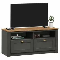 IDIMEX TV Lowboard BOLTON Mit 2 Schubladen, Kiefer In Anthrazit/braun