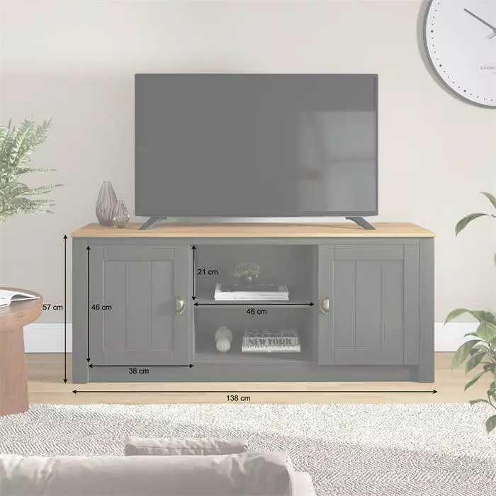 IDIMEX TV Lowboard BOLTON Mit 2 Türen, Kiefer In Anthrazit/braun 6 IDIMEX TV Lowboard BOLTON Mit 2 Türen, Kiefer In Anthrazit/braun – Bild 6