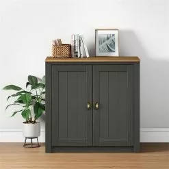 IDIMEX Kommode BOLTON Mit 2 Türen, Kiefer In Anthrazit/braun -Sideboards Verkäufe 80142 AC1