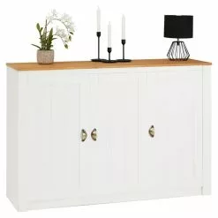 IDIMEX Sideboard BOLTON Mit 3 Türen, Kiefer In Weiß/braun